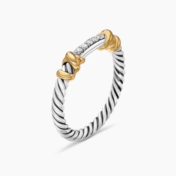 David Yurman Helena Collection Elegant Two-Tone Diamond Ring - Picture 2 of 8